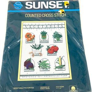 Sunset Counted Cross Stitch Craft Kit Vegetables Favorites Corn Peas # 2931